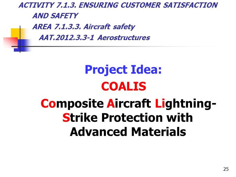 25 Project Idea: COALIS    Composite Aircraft Lightning-Strike Protection with Advanced Materials